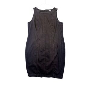 Denim Bodycon Midi Dress Womens 1X Plus Fade To Black Edgy Grunge Curvy Utility